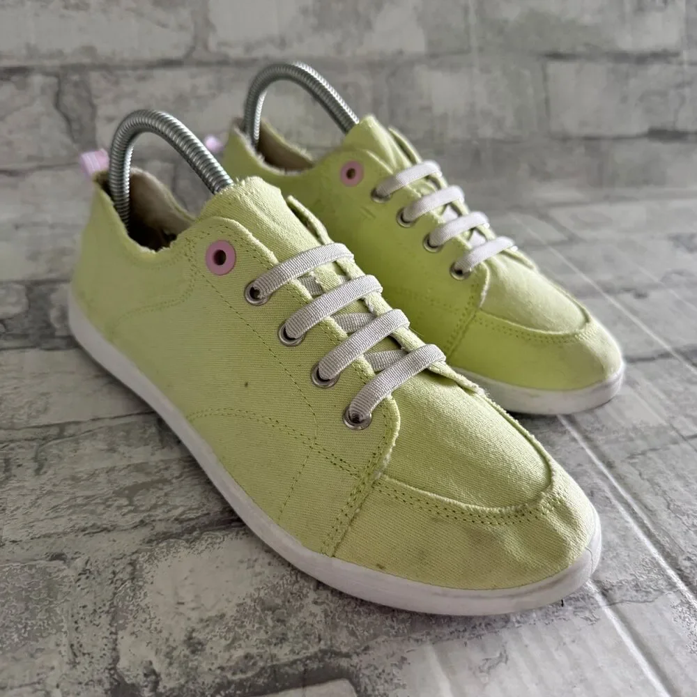 Vionic Pismo Pale Lime Canvas Pink Eyelet Sporty Washable Slip On Sneakers Sz 9 - Picture 2 of 7